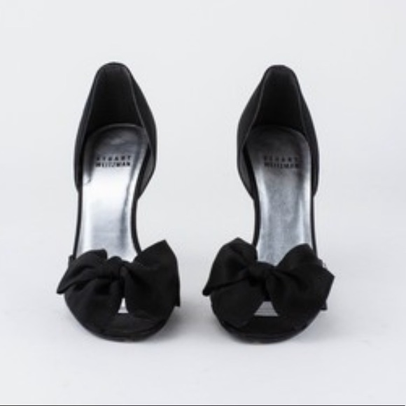 STUART WEITZMAN Black Satin Peep Toe Pump - Picture 1 of 10